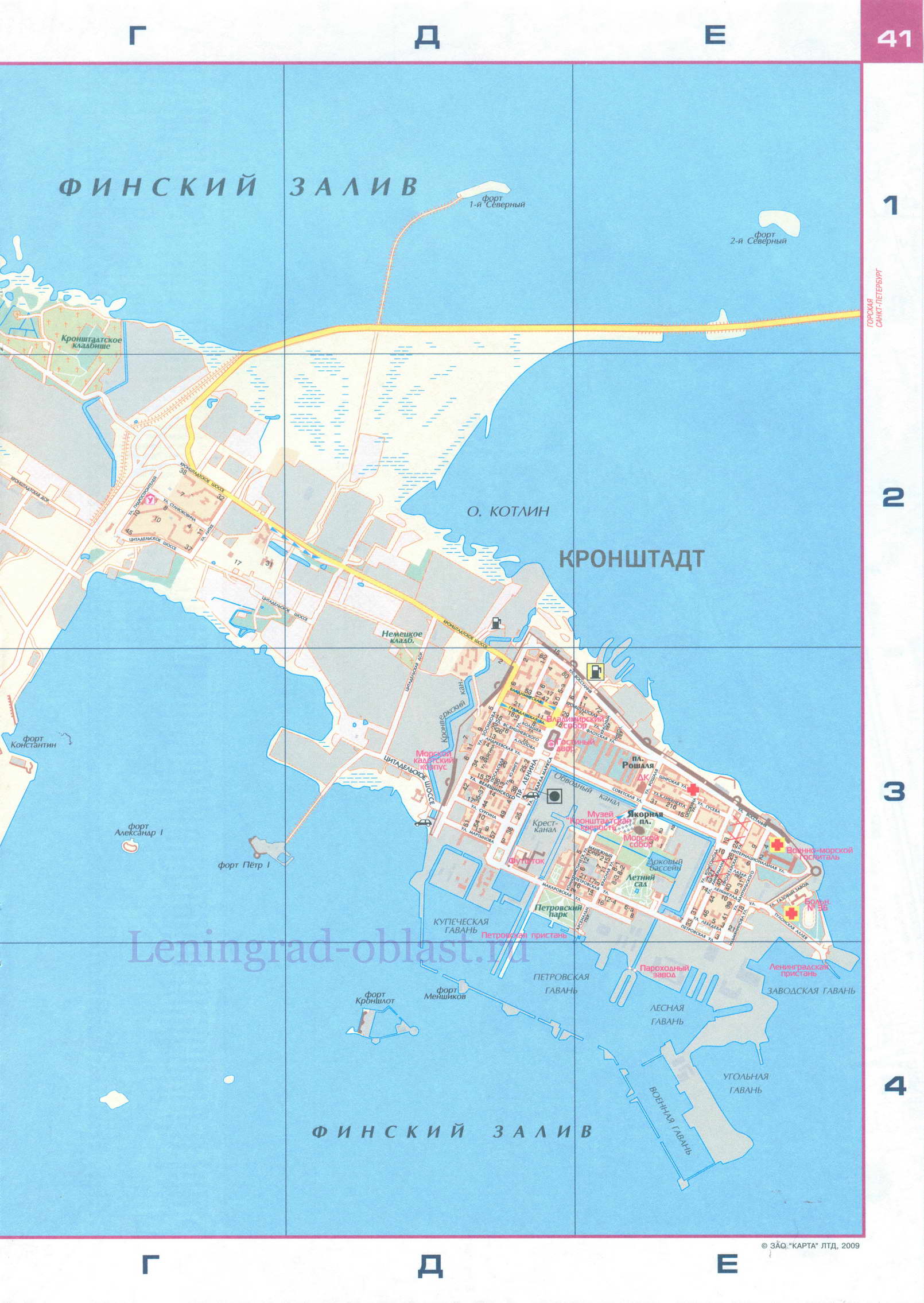 Карта Кронштадта. Подробная карта Кронштадта с номерами домов, B0 - 