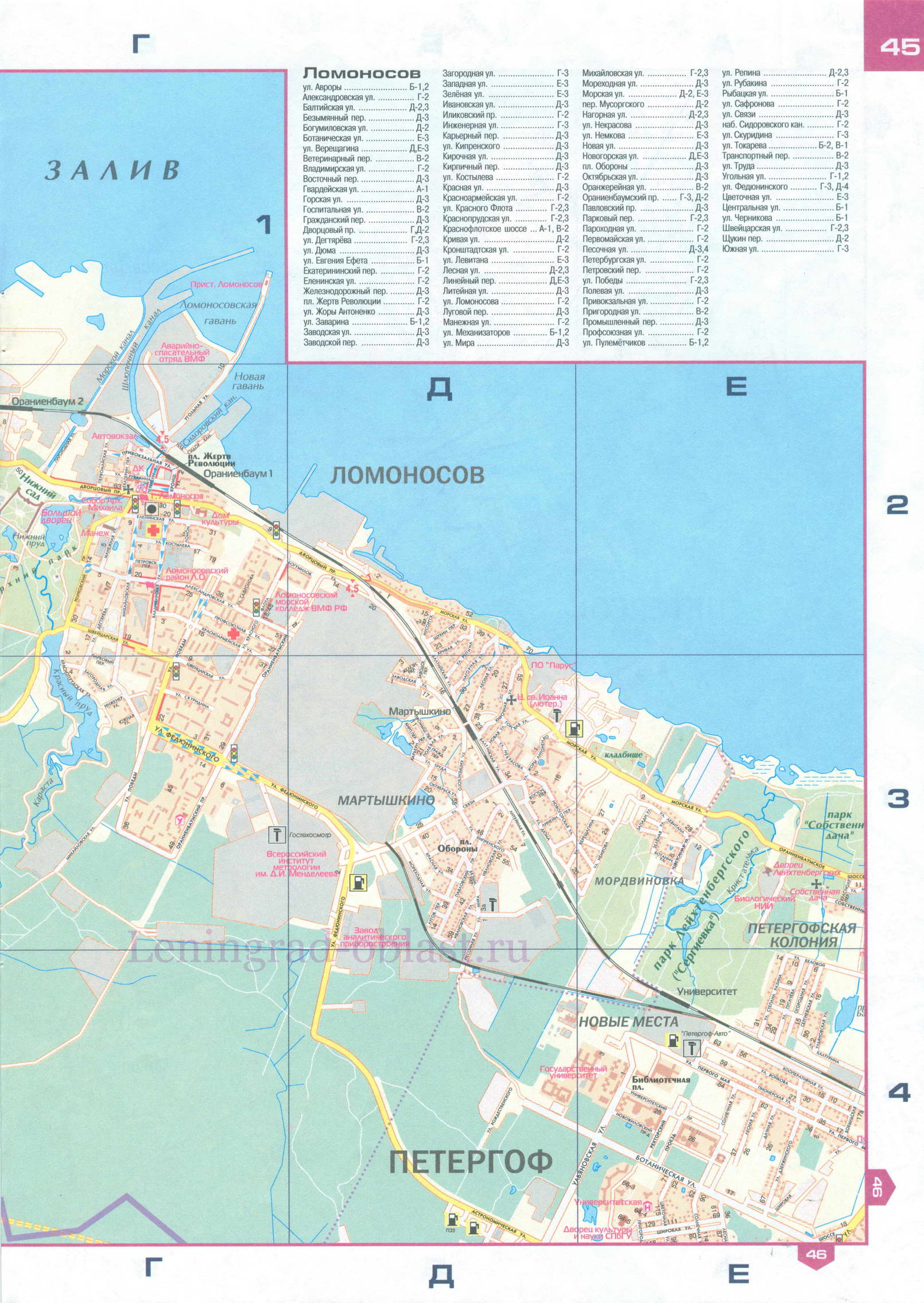 Карта Ломоносова. Подробная карта города Ломоносов, B0 - 